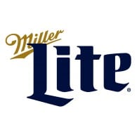 Miller Lite beer logo with bold blue and gold text on a white background.