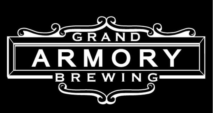 Grand Armory Brewing logo with ornate design and bold text.