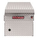 Durable metal storage chest at Camp & Cruise with secure lock. Ideal for sports gear and equipment.