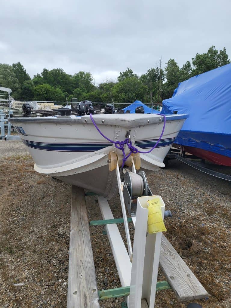 Used Sea Nymph 16 HD Camp boat on trailer at Camp and Cruise.