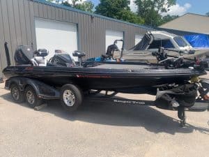 Ranger Z520C bass boat on trailer at Camp and Cruise.