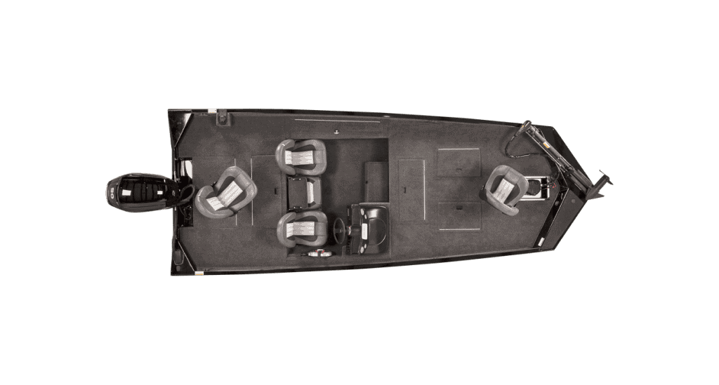 View of the Legacy RX 1860 boat with Mercury 90 Hp ELXPT engine from above.