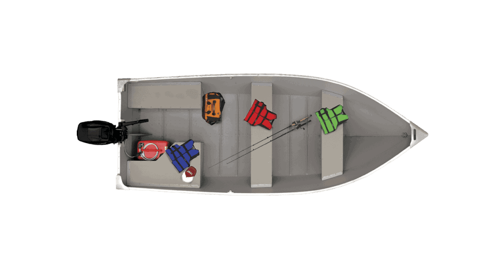 Fishing boat with gear and equipment for freshwater angling.