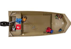 Fishing boat with gear and equipment for outdoor fishing activities.