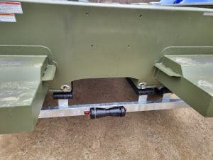 Close-up of boat trailer hitch and support structure for SeaArk 2472-MVT 2024.