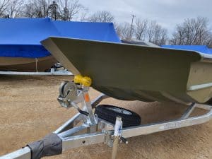 Boat trailer for SeaArk 2472-MVT with winch and spare tire.