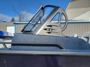 2023 SeaArk Protege boat cabin with windshield and side window.