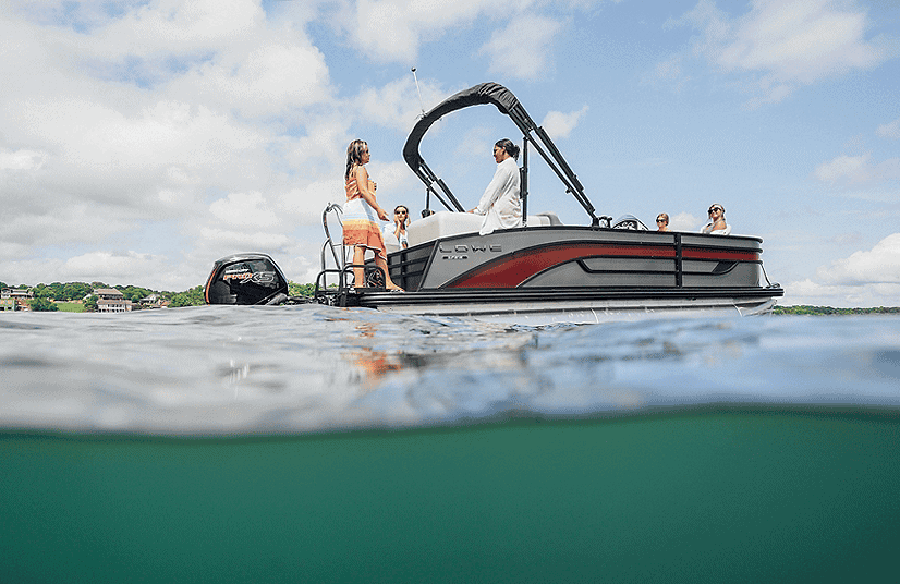 Lowe Boats SF212W boat with people enjoying a day on the water.
