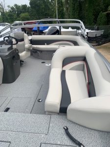 Modern Lowe SD 224 boat with spacious seating and safety features.