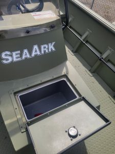 Close-up of boat storage compartment on SeaArk 1872 JTCC boat.