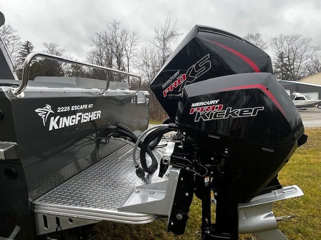 KingFisher 2225 Escape HT boat with Mercury outboard motor.