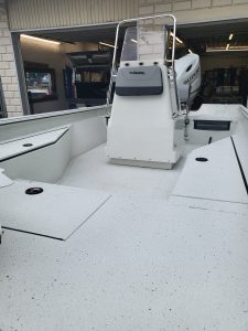 Interior view of the SeaArk BayRunner Tunnel 210 fishing boat.