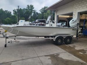 New SeaArk BayRunner Tunnel 210 boat with Suzuki outboard motor.