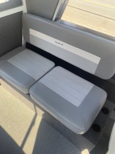 Comfortable boat seating with Thunder Jet branding for 2025 model.