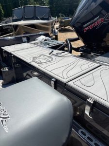 High-performance boat with Mercury Pro engine at Camp & Cruise.