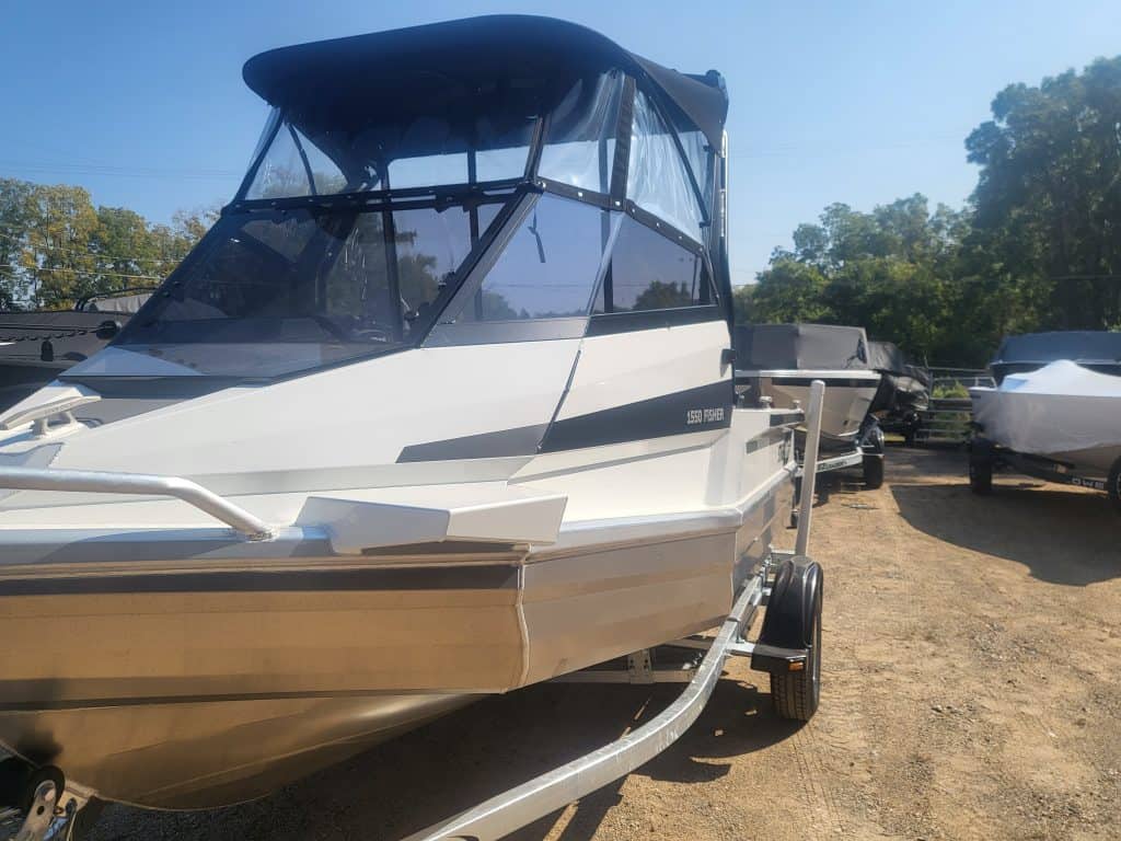 Marina boat with durable construction, ideal for fishing and recreational outings.