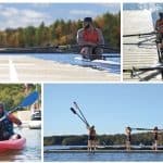 Rowing team practicing on the water at Camp & Cruise.