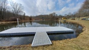 Floating dock at Camp & Cruise, ideal for boating, fishing, and outdoor recreation.