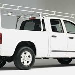 Work truck with ladder rack for construction and maintenance projects.