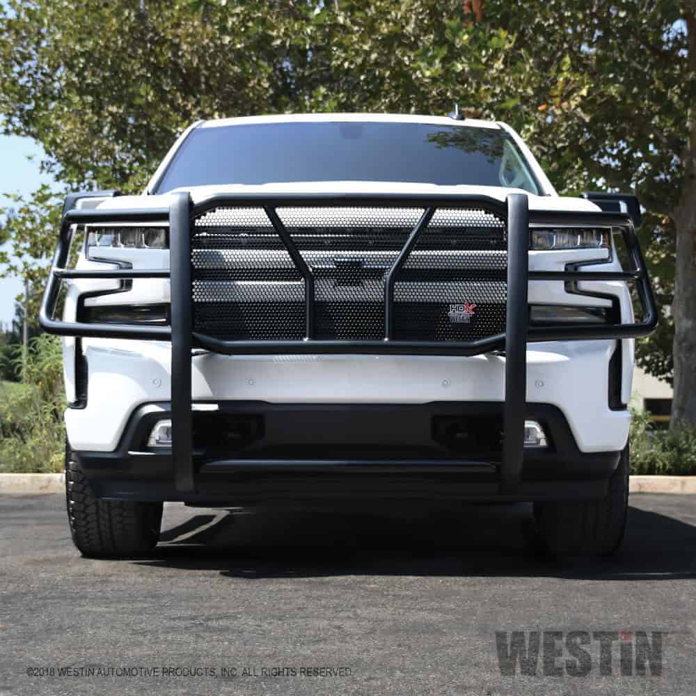 Durable steel grille guard for trucks at Camp & Cruise. Enhance vehicle protection and style with quality automotive parts.