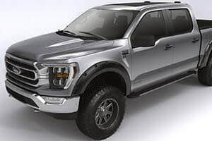 Silver Ford pickup truck with rugged design and off-road capabilities.