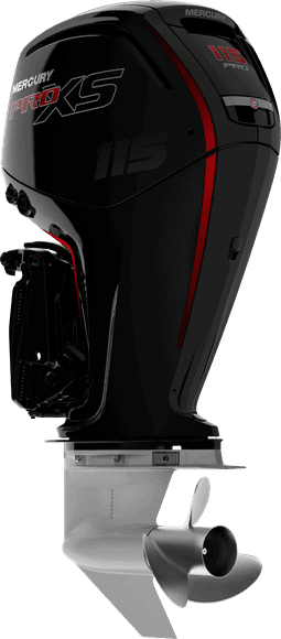 High-performance Mercury PRO XS 115 outboard engine for boat fishing and boating sports.