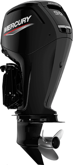 High-performance Mercury 90 HP outboard engine for boats. Durable, reliable marine propulsion.