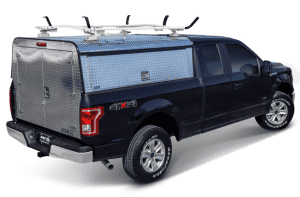 High-quality work truck with roof racks and storage canopy for utility and durability.
