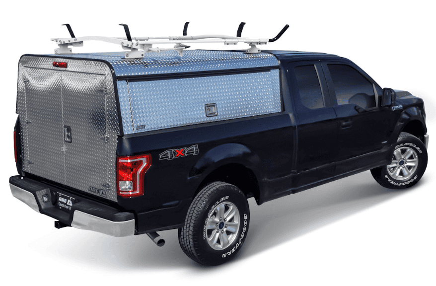 High-quality work truck with roof racks and storage canopy for utility and durability.