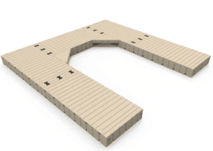 Durable beige wooden deck tiles for patios, terraces, and outdoor spaces. Easy to assemble and perfect for outdoor entertainment.