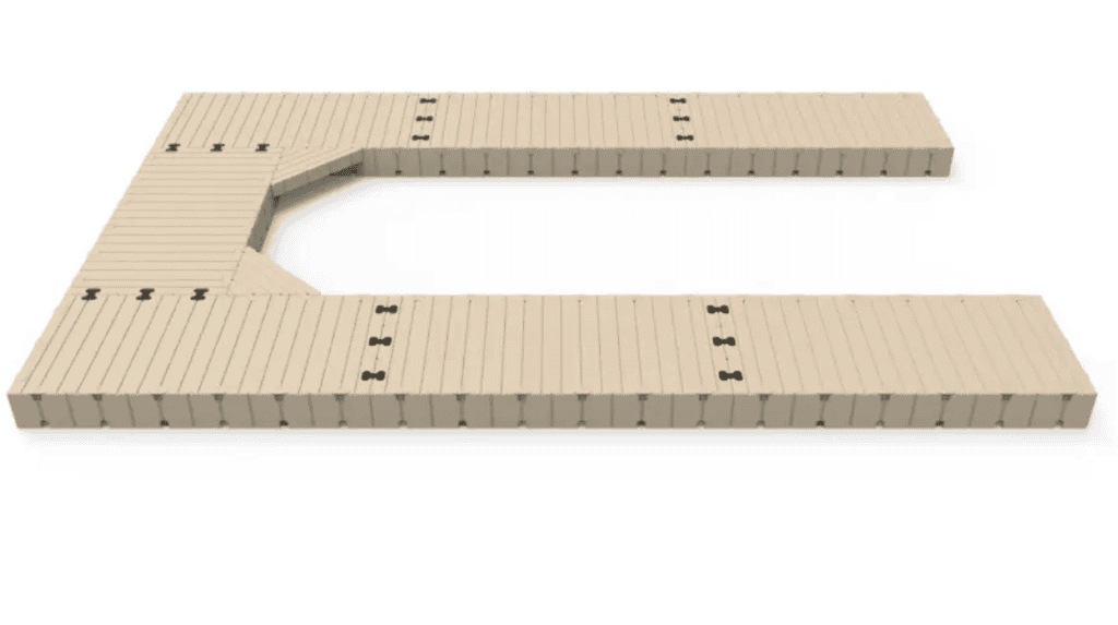 Wide wooden sports deck for soccer, basketball, and volleyball courts at Camp & Cruise.