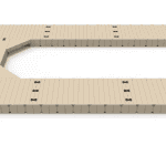 Wide wooden sports deck for soccer, basketball, and volleyball courts at Camp & Cruise.