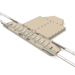 Accessible floating dock with wheelchair ramps, ideal for sports centers and marinas.