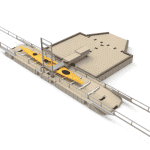 Accessible kayak launch station with safety railings at Camp & Cruise for watersports enthusiasts.