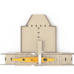 Covered outdoor sports center with kayak and golf cart facilities.