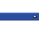 Blue sports equipment storage rack with mounting holes.