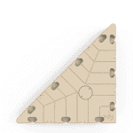 Durable corner wedge for sports center flooring, designed for safety and secure installation.