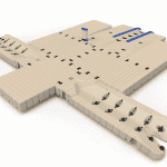 Bright, detailed model of Camp & Cruise with multiple courts and seating areas.