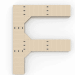 Durable wooden dock segment with black connectors for sports and recreation centers.