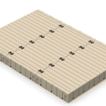 Durable wooden outdoor flooring for sports centers and recreational areas.