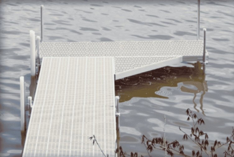 Floating dock at Camp & Cruise for boating and water activities. Durable and safe for lakeside fun.