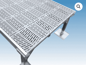 Aluminum stadium bleacher with durable, slip-resistant surface for sports centers and outdoor venues.