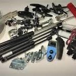 Various sports and automotive tools displayed for sports or vehicle maintenance.