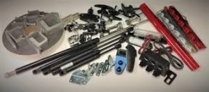 Various sports and automotive tools displayed for sports or vehicle maintenance.