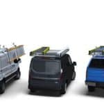 Three utility vans equipped for sports equipment and service needs.