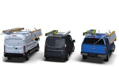 Three utility vans equipped for sports equipment and service needs.