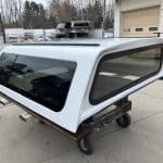 F150 truck bed cap with tinted windows and white finish for 15-20 models.