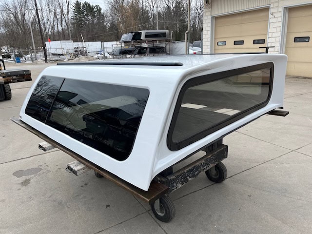 F150 truck bed cap with tinted windows and white finish for 15-20 models.