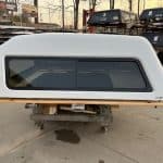 White truck cap with tinted window for Chevy 14-19 HD, Summit White color.