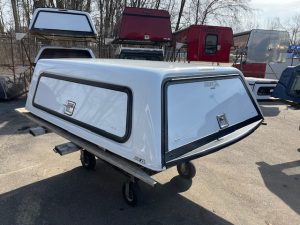 White truck cap with black trim for RAM 1500 OBS 76".